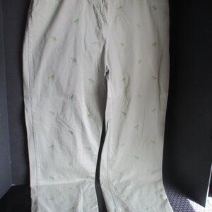 CHARTER CLUB EMBROIDERED DRAGON FLY PANTS-SAGE GREEN-W-SIZE 14